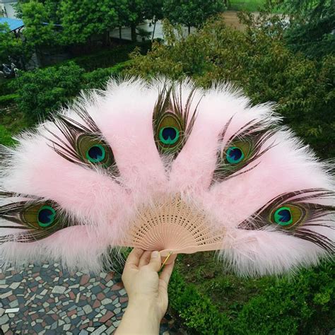 New Design Peacock Feather Hand Fans Black Marabou Fluffy | Etsy