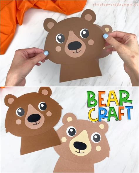 Easy Bear Craft For Kids [FREE Template] | Preschool crafts, Paper ...