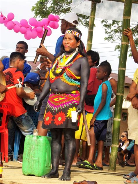 Traditional clothes and jewelry worn by a women in Chocó, Colombia. This region is very rich in ...