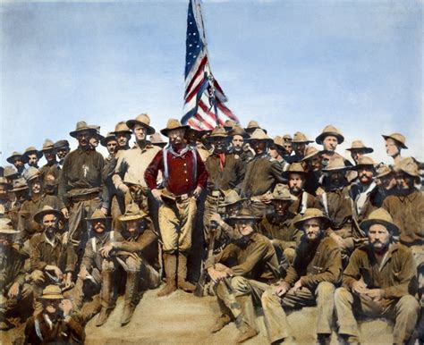 Theodore Roosevelt 1898 Ncolonel Theodore Roosevelt Wearing Red Shirt And His Rough Riders At ...