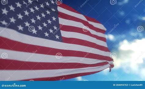 Beautiful American Flag Waving in Slow Motion. Patriotism Concept Stock Illustration ...