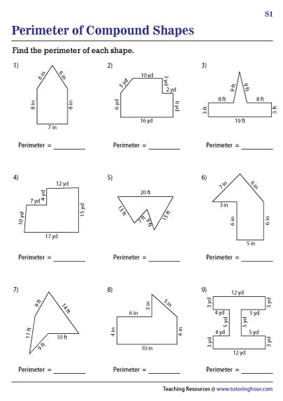 Composite Shape Area Worksheet