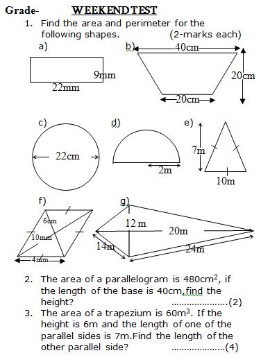 Circumference And Area Of Plane Figures