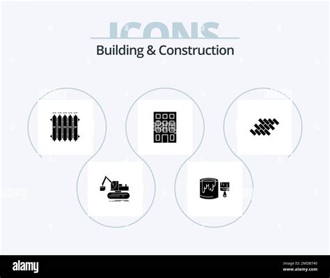 Building And Construction Glyph Icon Pack 5 Icon Design. repair. construction. radiator ...