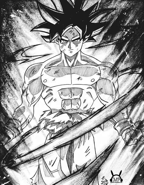 Goku Ultra Instinct Black and White art by Mighty Pegasus Art | Pegasus art, Dragon ball ...