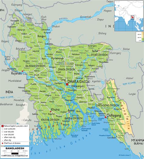 Physical Map of Bangladesh - Ezilon Maps