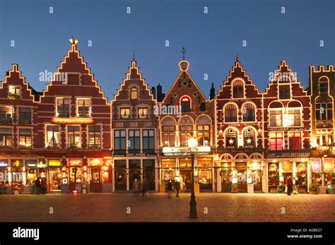 Belgium Flanders Bruges Brugge Cafe and Restaurants with Christmas ...