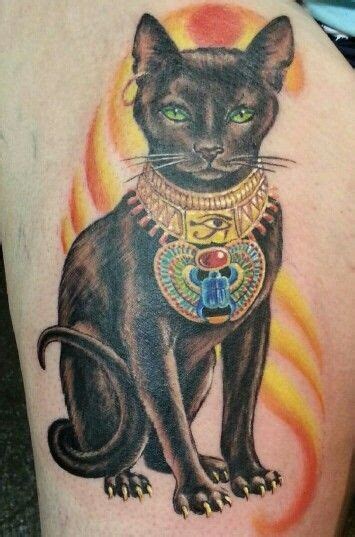 Coloured sacred egyptian cat tattoo - Tattooimages.biz