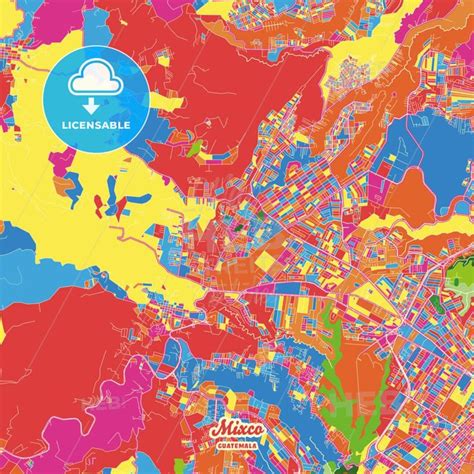 Mixco, Guatemala, Guatemala Crazy Colorful Map Print Template in 2022 ...