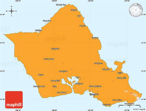 Political Simple Map of Honolulu County