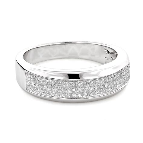 Sterling Silver Wedding Bands: Mens Diamond Ring 0.18ct