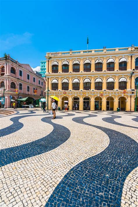 China, Macau - September 6 2018 - Beautiful Old Architecture Building Around Senado Square in ...