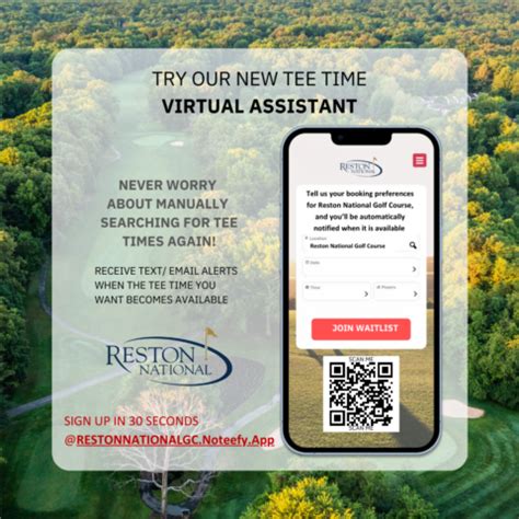 Virtual Tee Time Assistant - Reston National Golf Course