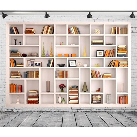 Buy BELECO 7x5ft Fabric White Bookshelf Photography Backdrop School Library Modern Office ...