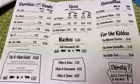 Menu - Jacksonville NC's Burrito Shak | Sirved