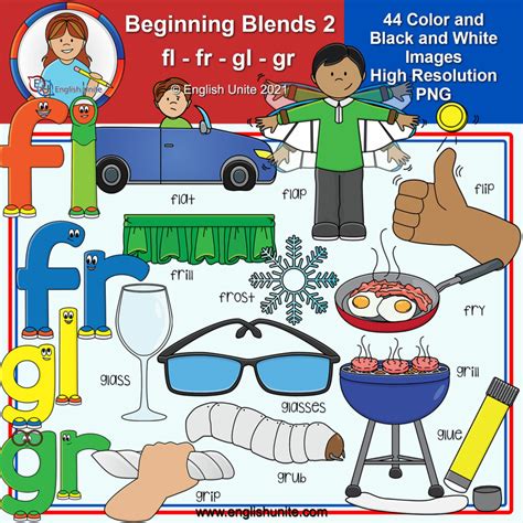 Clip Art - Beginning Blends 2 (fl/fr/gl/gr) | Made By Teachers