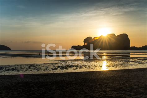 Silhouette With Sunset On The Beach Stock Photo | Royalty-Free | FreeImages