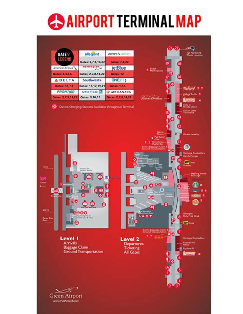 T. F. Green Airport Map (PVD) - Printable Terminal Maps, Shops, Food, Restaurants Maps ...