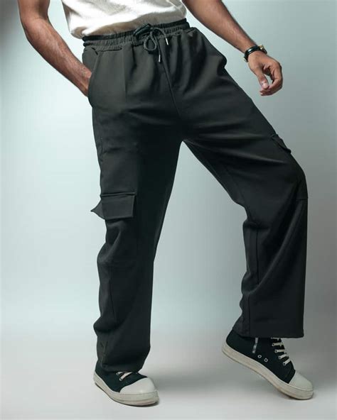 Men's Baggy Fit Cargo Pants in Dark Green - Gorur Ghash