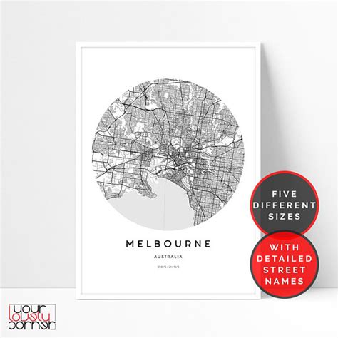 Melbourne City Map Printable Wall Art Printable City Map of | Etsy ...