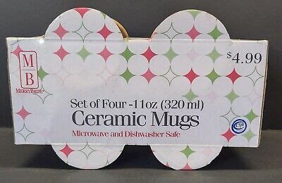 NIB 2003 Merry Brite Set Of 4 11oz Ceramic Christmas Coffee Mugs | eBay