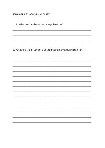 STRANGE SITUATION activity | Teaching Resources