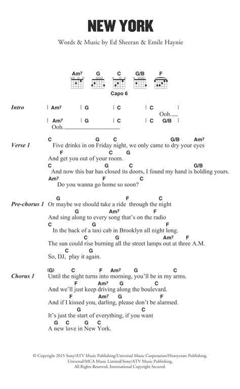 New York by Ed Sheeran - Guitar Chords/Lyrics - Guitar Instructor