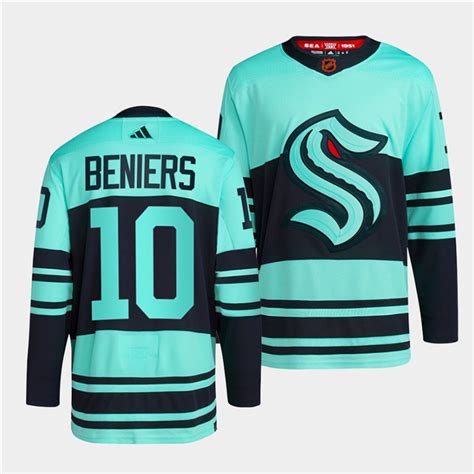 Men's Seattle Kraken #10 Matty Beniers Ice Blue 2022-23 Reverse Retro ...