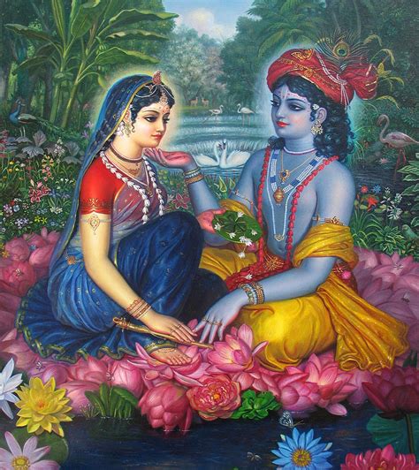 Radha Krishna on lotuses Painting by Satchitananda das Saccidananda das - Pixels