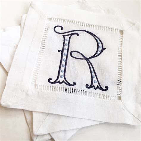 Monogrammed Linen Cocktail Napkins set of personalized