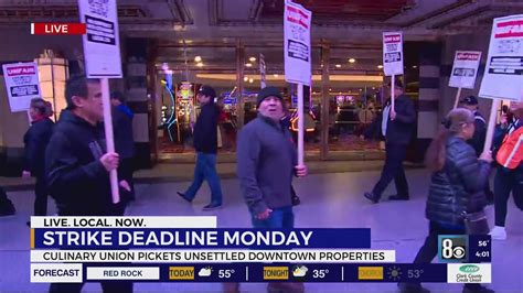 Culinary union members picket downtown casinos ahead of strike deadline ...