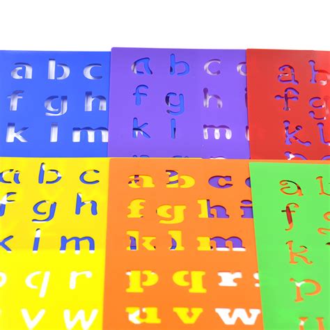 6 Design Plastic Alphabet Letter Drawing Template Stencils Board Kids DIY Set | eBay