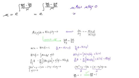 How to solve non exact differential equations with an integrating factor - YouTube