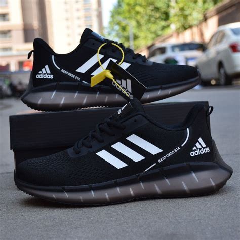 Adidas running shoes Low Cut black white men's shoes leisure travel ...