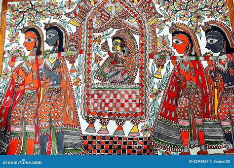 Madhubani Painting On Wall. Madhubani, Bihar Royalty-Free Stock Photo ...