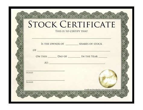 Stock Certificate Template | Template Business