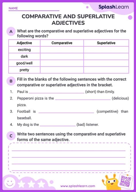 Find the Comparative or Superlative Adjectives - ELA Worksheets - SplashLearn