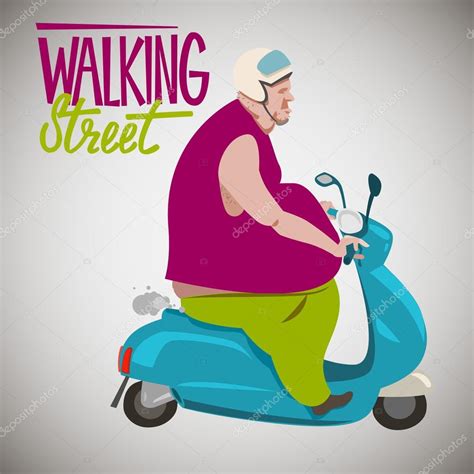 Fat man on motorbike — Stock Vector © fadeweb #95441732