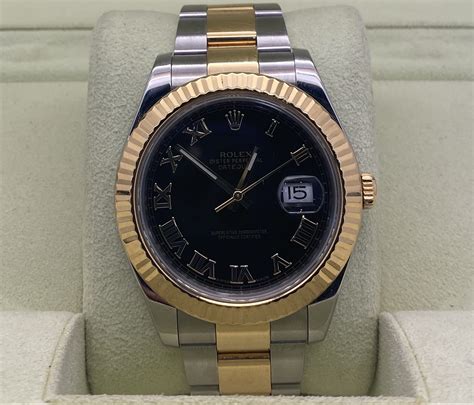 ROLEX DATEJUST 41MM STEEL & GOLD BLACK DIAL - Gold & Ice Jewelry