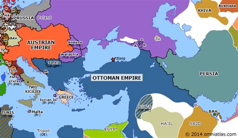 Outbreak of the Crimean War | Historical Atlas of Europe (28 March 1854) | Omniatlas