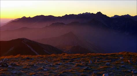 Sunrise in The Tatra Mountains, Poland/Slovakia, viev from Małołączniak ...