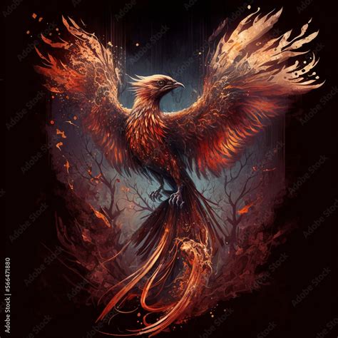 Fire Phoenix Stock Illustration | Adobe Stock