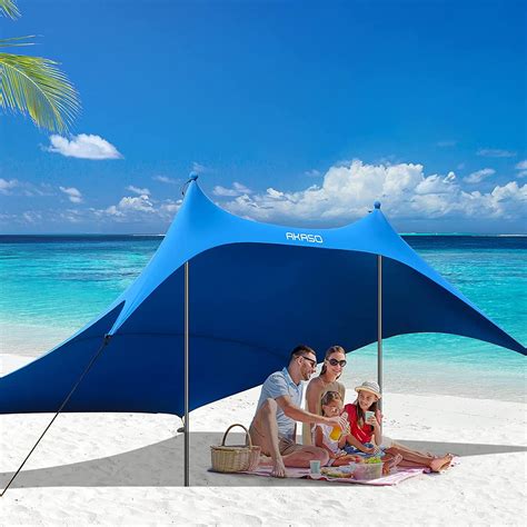 Fishing Backyard Fun or Picnics 7X7.5FT 2 Pole, Turquoise Outdoor Shade for Camping Trips Ground ...