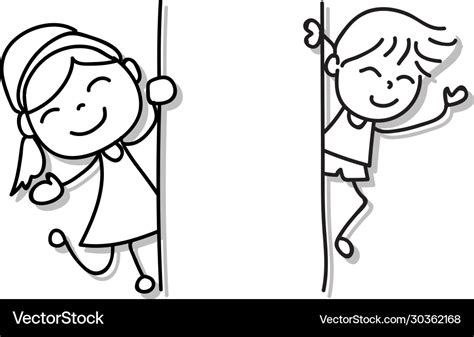 Hand drawing cartoon character happy boy and girl Vector Image