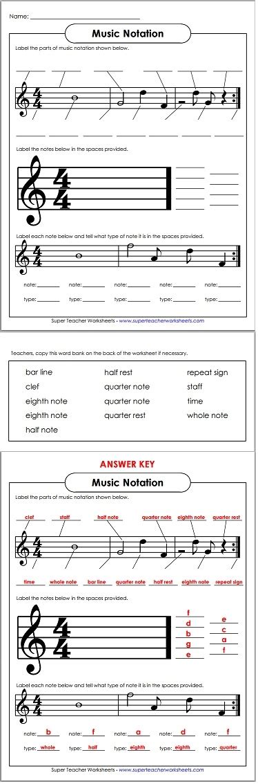 Music Notation Worksheet