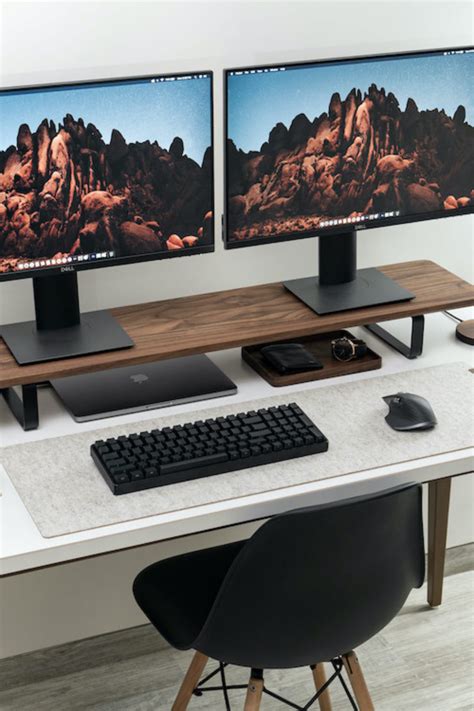 Wooden Desk Shelf, Dual Monitor Stand, Home Office Decor, Work From ...