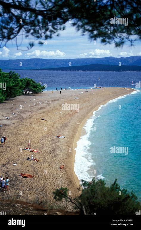 Aerial view of Golden horn Zlatni rat famous beach Bol Brac island Dalmatia Croatia Stock Photo ...