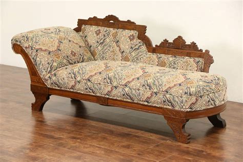 SOLD - Victorian Eastlake 1880 Antique Chaise Lounge or Fainting Couch, New Upholstery - Harp ...
