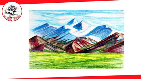 How to Draw Mountains Landscape with Colored Pencils - Easy Drawing Techniques - YouTube