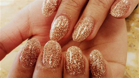GOLD GLITTER ACRYLIC NAIL DESIGNS HOW TO - YouTube
